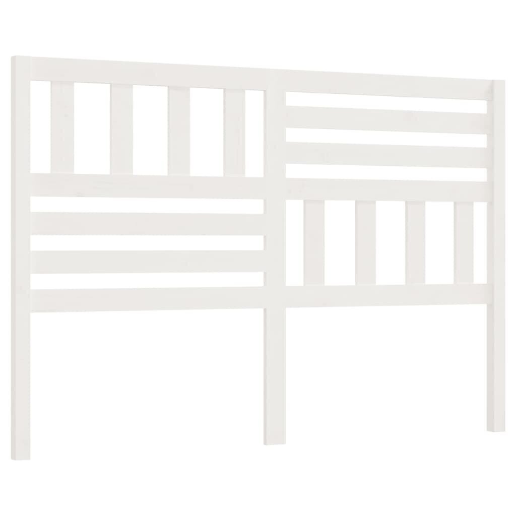 vidaXL gultas galvgalis, balts, 126x4x100 cm, priedes masīvkoks cena un informācija | Gultas | 220.lv