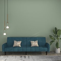 vidaXL 2-vietīga dīvāngulta, zils samts cena un informācija | Dīvāni | 220.lv