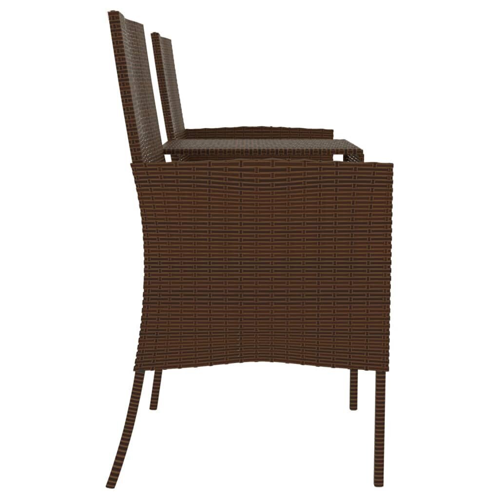 vidaXL divvietīgs dārza dīvāns ar galdiņu, PE rotangpalma, brūns cena un informācija | Dārza krēsli | 220.lv