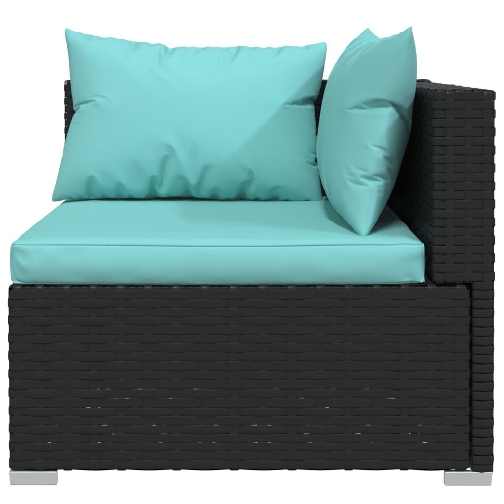 vidaXL divvietīgs dīvāns ar matračiem, melna PE rotangpalma cena un informācija | Dārza krēsli | 220.lv