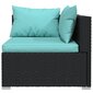 vidaXL divvietīgs dīvāns ar matračiem, melna PE rotangpalma cena un informācija | Dārza krēsli | 220.lv
