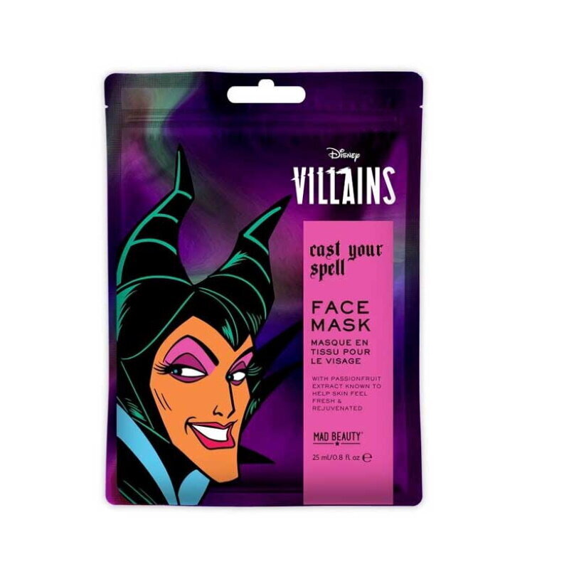 Mad Beauty POP Villains Pēc Vasaras saules & baseina Bērnu mitrinoša joku sejas maska (1 gab. Maleficent Marakuja x25 ml) cena un informācija | Bērnu kosmētika, līdzekļi jaunajām māmiņām | 220.lv