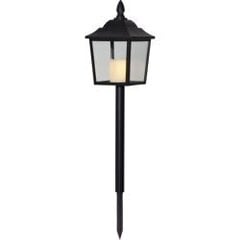 LED kapu laterna uz baterijas melna 0,3W 14,5x52cm Flame lantern 064-59 цена и информация | Подсвечники, свечи | 220.lv