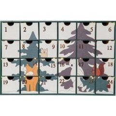 LED koka adventes kalendārs krāsains 24LED 3xAA 1,44W 38x24,5cm Forest Friends 271-86 cena un informācija | Ziemassvētku dekorācijas | 220.lv