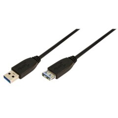 Logilink USB кабель, USB 3.0, AM to AF, черный, 1,00 м цена и информация | Кабели и провода | 220.lv