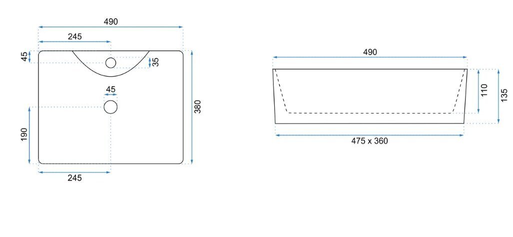 REA Kelly Countertop Pie sienas stiprināma izlietne cena un informācija | Izlietnes | 220.lv