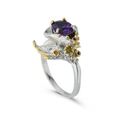 Серебряное (925) кольцо с драгоценными камнями, код F50222 цена и информация | Кольца | 220.lv
