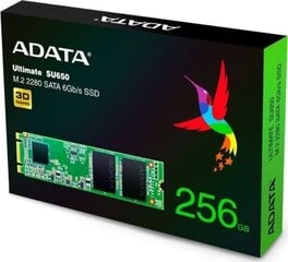 Iekšējais cietais disks ADATA ASU650NS38-256GT-C cena un informācija | Iekšējie cietie diski (HDD, SSD, Hybrid) | 220.lv