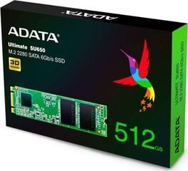 Iekšējais cietais disks ADATA ASU650NS38-512GT-C cena un informācija | Iekšējie cietie diski (HDD, SSD, Hybrid) | 220.lv