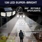 Trīskāršs LED saules gaismas sienas apgaismojums ar tālvadības kustības sensoru, ūdensizturīgs IP65, 3in1 cena un informācija | Āra apgaismojums | 220.lv