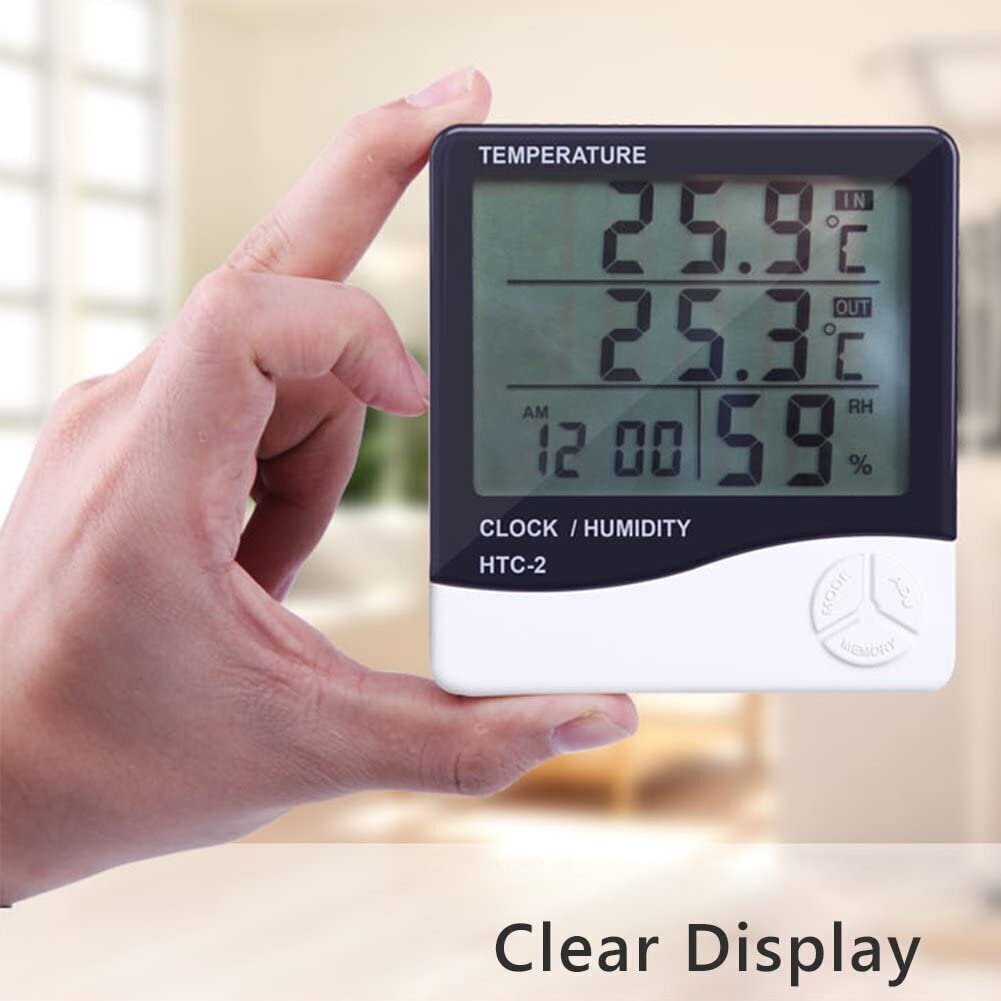 Bezvadu elektroniskais iekštelpu temperatūras un mitruma mērītājs ar pulksteni un kalendāru цена и информация | Mitruma, temperatūras, pH, ORP mērītāji | 220.lv