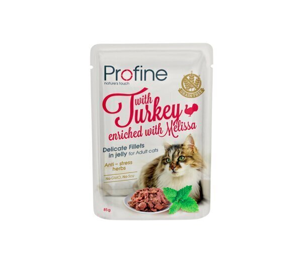 Profine Cat Pouch Turkey in Jelly mitrā kaķu barība 85g cena un informācija | Konservi kaķiem | 220.lv
