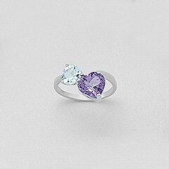 Серебряное (925) кольцо с драгоценными камнями, код E52439A-12 цена и информация | Кольца | 220.lv