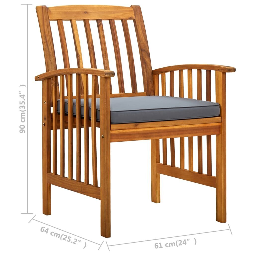 vidaXL dārza krēsli ar matračiem, 2 gab., akācijas masīvkoks цена и информация | Dārza krēsli | 220.lv