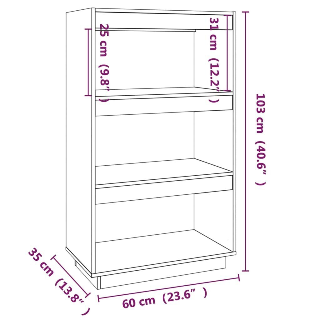 vidaXL grāmatu plaukts, balts, 60x35x103 cm, priedes masīvkoks цена и информация | Plaukti | 220.lv