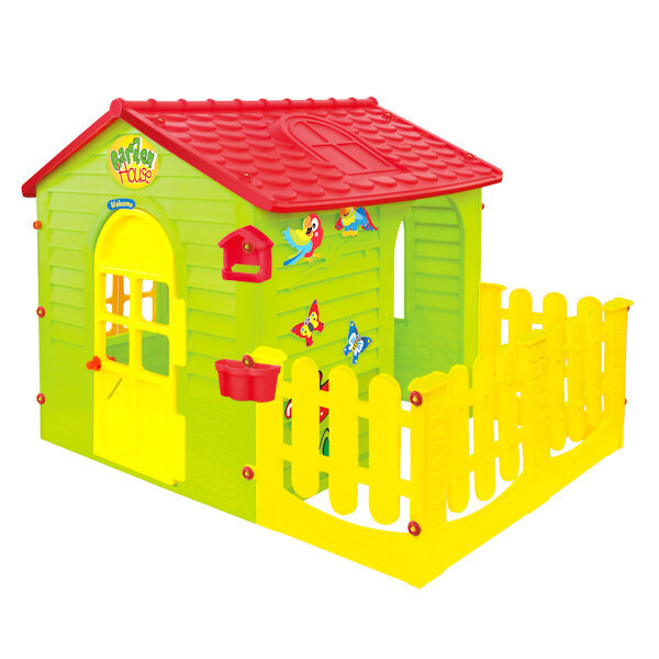 Plastmasas rotaļu māja Mochtoys 165x120x120,5 cm ar lielu žogu, 10839, +1 цена и информация | Bērnu rotaļu laukumi, mājiņas | 220.lv