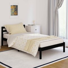 810424 vidaXL Bed Frame Solid Wood Pine 100x200 cm Black cena un informācija | Gultas | 220.lv