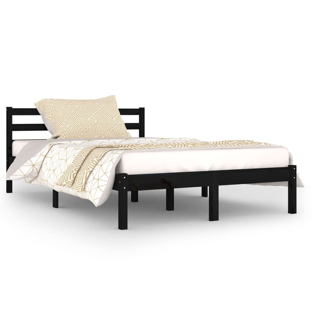 810429 vidaXL Bed Frame Solid Wood Pine 120x200 cm Black cena un informācija | Gultas | 220.lv