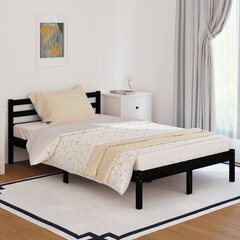 810429 vidaXL Bed Frame Solid Wood Pine 120x200 cm Black cena un informācija | Gultas | 220.lv