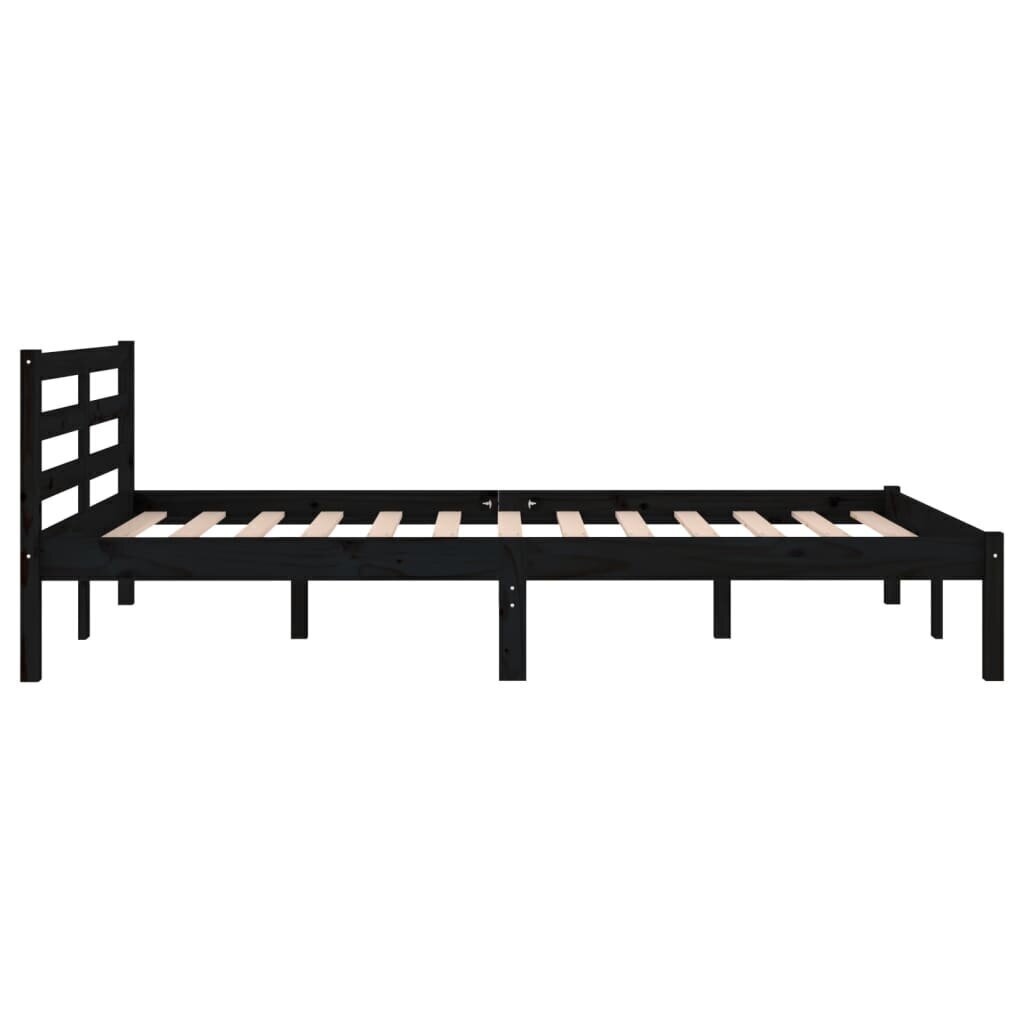 810429 vidaXL Bed Frame Solid Wood Pine 120x200 cm Black cena un informācija | Gultas | 220.lv