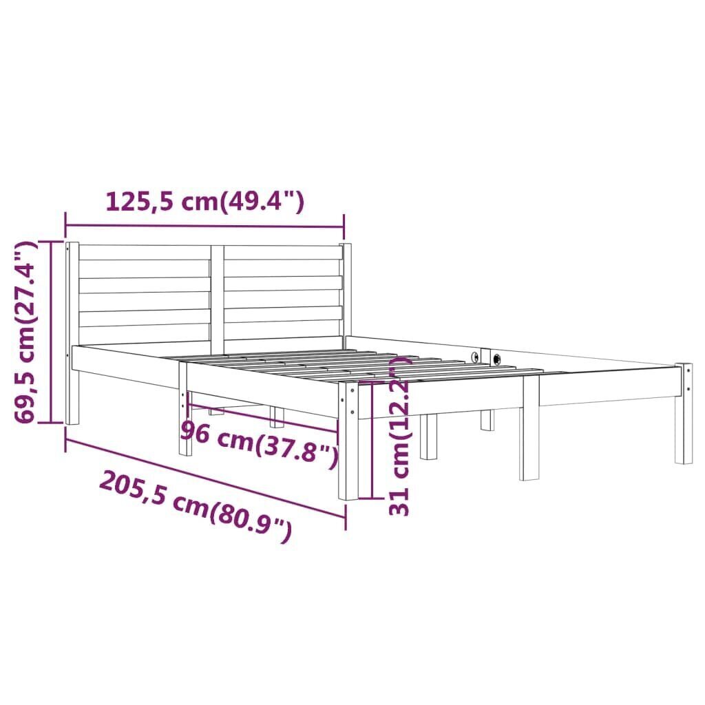 810429 vidaXL Bed Frame Solid Wood Pine 120x200 cm Black cena un informācija | Gultas | 220.lv