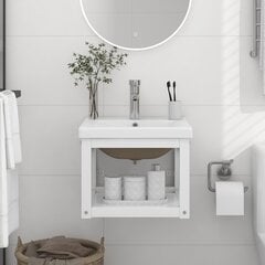vidaXL vannasistabas skapītis ar iebūvētu izlietni, balts, dzelzs цена и информация | Шкафчики для ванной | 220.lv