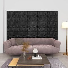 vidaXL 3D sienas paneļi, 48 gab., 50x50 cm, melni dimanti, 12 m² цена и информация | Элементы декора для стен, потолка | 220.lv