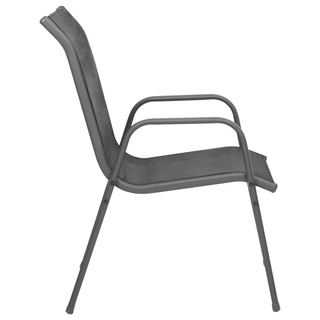 vidaXL dārza krēsli, 2 gab., tērauds un tekstilēns, melni цена и информация | Dārza krēsli | 220.lv
