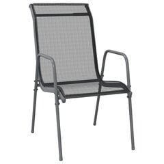 vidaXL dārza krēsli, 6 gab., tērauds un tekstilēns, melni cena un informācija | Dārza krēsli | 220.lv