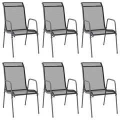 vidaXL dārza krēsli, 6 gab., tērauds un tekstilēns, melni cena un informācija | Dārza krēsli | 220.lv