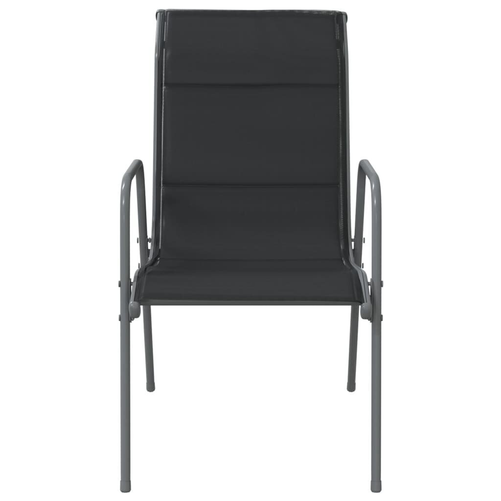 vidaXL dārza krēsli, 2 gab., tērauds un tekstilēns, melni cena un informācija | Dārza krēsli | 220.lv
