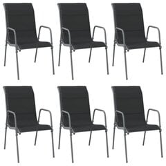 Складные садовые стулья, 6 шт, черные цена и информация | Садовые стулья, кресла, пуфы | 220.lv