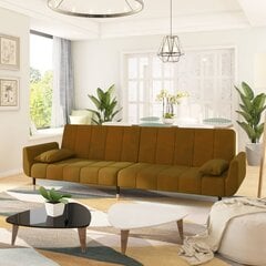 vidaXL 2-vietīga dīvāngulta ar diviem spilveniem, brūns samts cena un informācija | Dīvāni | 220.lv