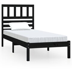 vidaXL gultas rāmis, melns, priedes masīvkoks, 75x190 cm, 2FT6 цена и информация | Кровати | 220.lv