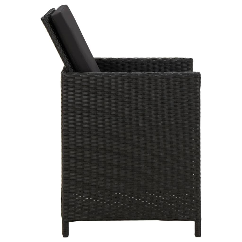vidaXL dārza krēsli, 4 gab., ar matračiem, PE rotangpalma, melni cena un informācija | Dārza krēsli | 220.lv