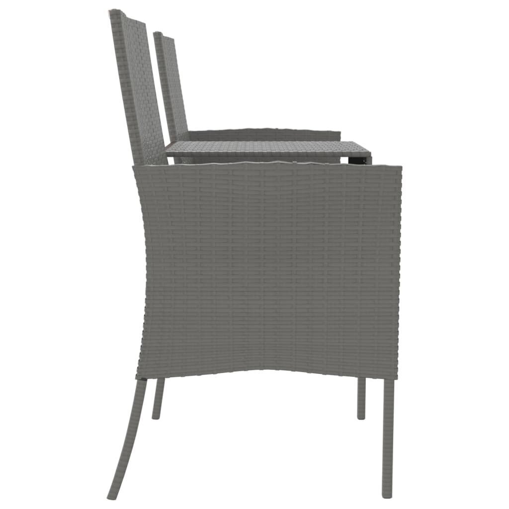 vidaXL divvietīgs dārza dīvāns ar galdiņu, pelēka PE rotangpalma cena un informācija | Dārza krēsli | 220.lv