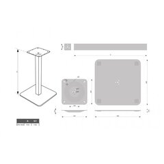 Galda kāja - balsts 440 x 440 mm, H 730 mm, tērauds, melns cena un informācija | Mēbeļu kājas | 220.lv