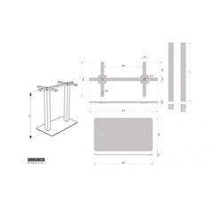 Galda kāja - balsts 695 x 395 mm, H 730 mm, krāsots, melns, ar divām kājām cena un informācija | Mēbeļu kājas | 220.lv