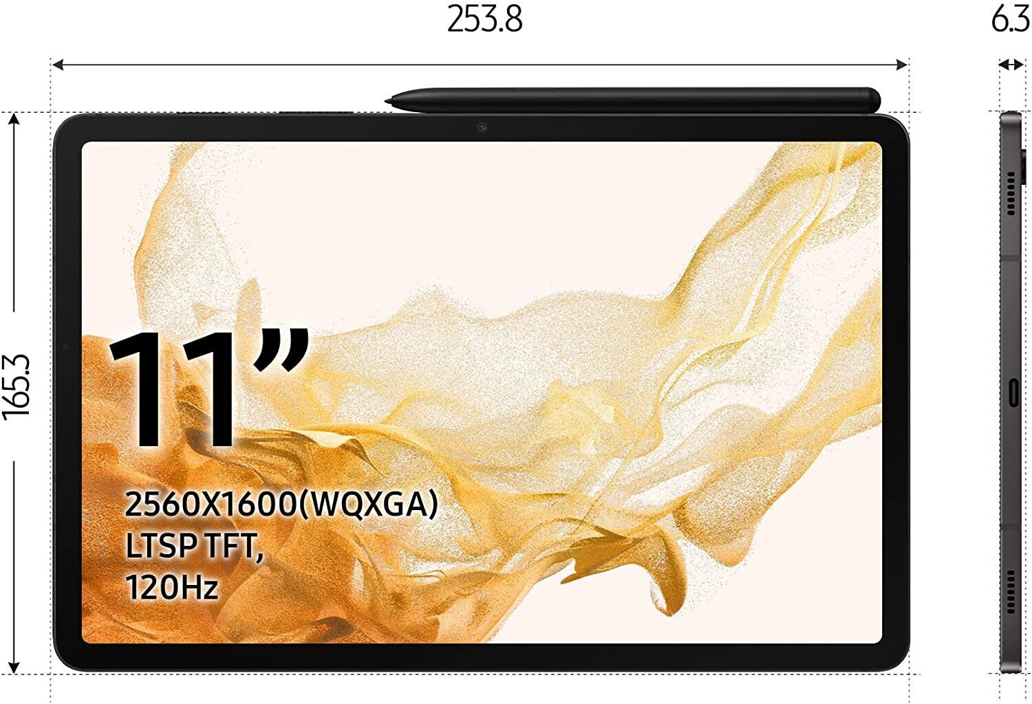 Samsung Galaxy Tab S8 Wi-Fi 8/256GB Graphite Grey SM-X700NZABEUB cena un informācija | Planšetdatori | 220.lv