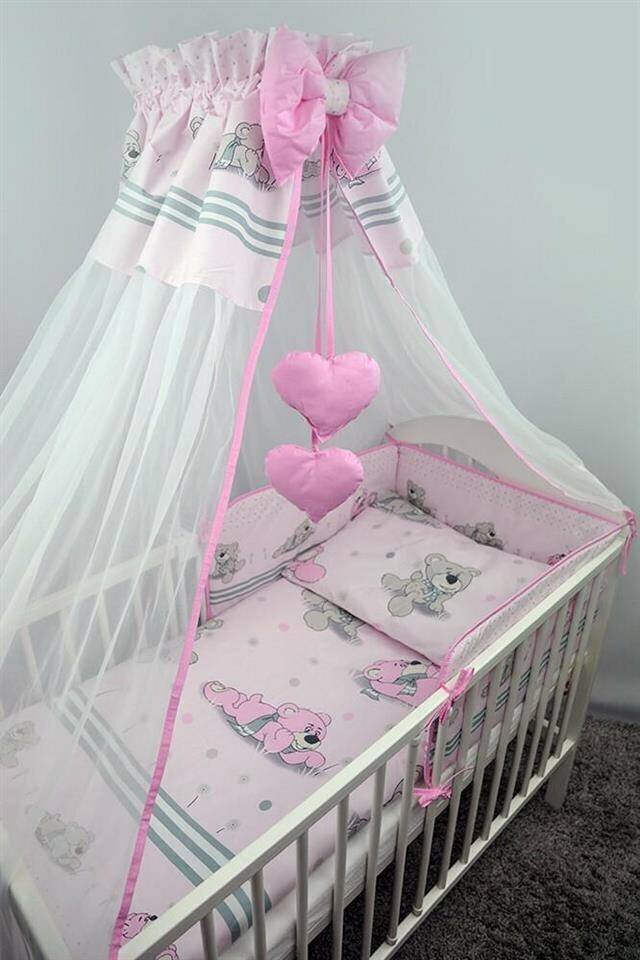 Četru daļu gultas veļas komplekts 120x90 40x60 cm, rozā cena un informācija | Bērnu gultas veļa | 220.lv