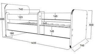 Детская кровать с матрасом и съемным барьером Ami R, 140x70 см цена и информация | Детские кровати | 220.lv