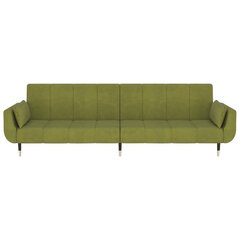 vidaXL 2-vietīga dīvāngulta ar soliņu, divi spilveni, gaiši zaļš samts цена и информация | Диваны | 220.lv