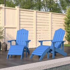 vidaXL dārza krēsli ar kāju balstiem, 2 gab., HDPE, ūdens zili cena un informācija | Dārza krēsli | 220.lv