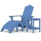 vidaXL dārza krēsls ar galdiņu un kājsoliņu, HDPE, ūdens zils cena un informācija | Dārza mēbeļu komplekti | 220.lv