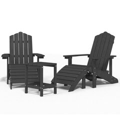 vidaXL dārza krēsli ar galdiņu un kājsoliņu, HDPE, antracītpelēki цена и информация | Комплекты уличной мебели | 220.lv