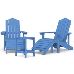 vidaXL dārza krēsli ar galdiņu un kājsoliņu, HDPE, ūdens zili cena un informācija | Dārza mēbeļu komplekti | 220.lv