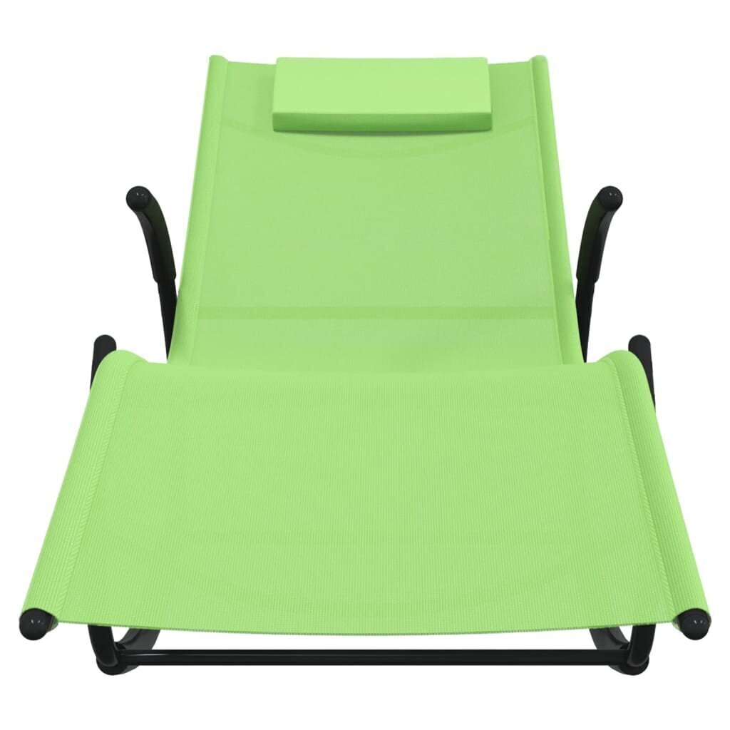 vidaXL sauļošanās šūpuļkrēsls, tērauds, zaļš tekstilēns cena un informācija | Sauļošanās krēsli | 220.lv