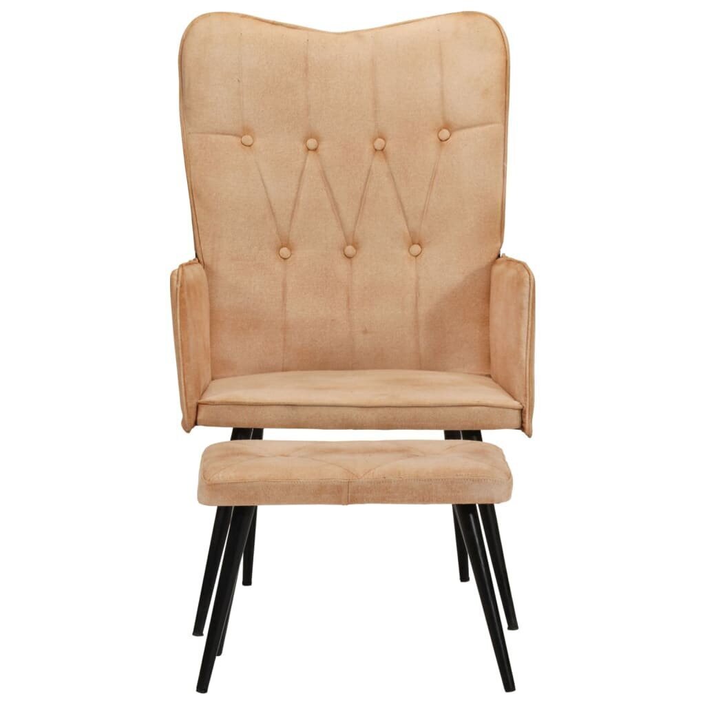 vidaXL atpūtas krēsls ar kājsoliņu, krēmkrāsas audums cena un informācija | Atpūtas krēsli | 220.lv
