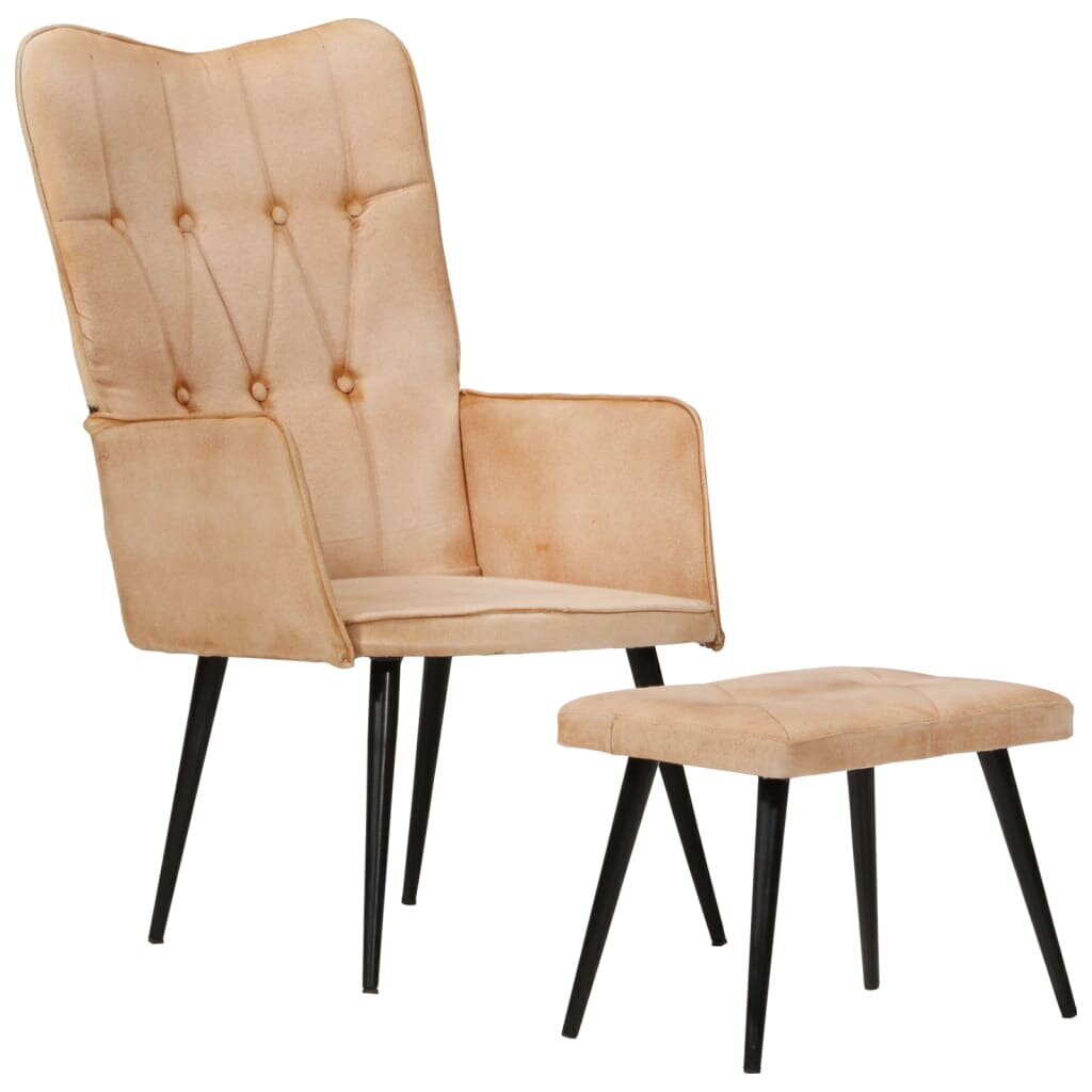 vidaXL atpūtas krēsls ar kājsoliņu, krēmkrāsas audums cena un informācija | Atpūtas krēsli | 220.lv