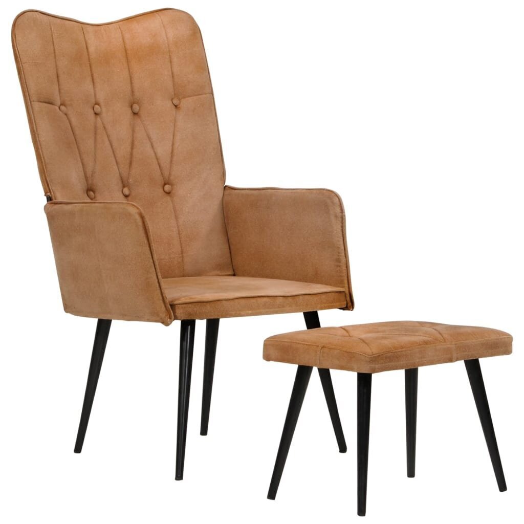 vidaXL atpūtas krēsls ar kājsoliņu, brūns audums cena un informācija | Atpūtas krēsli | 220.lv